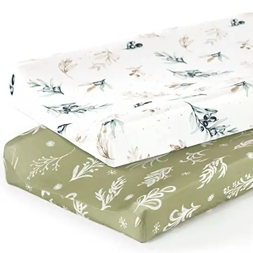 GRSSDER Stretch Ultra Soft Jersey Knit Changing Pad Cover Set 2 Pack,Change Table Pad Covers Fit 32