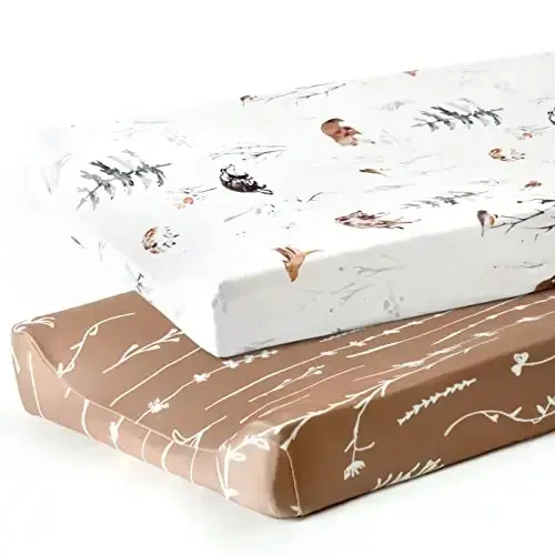 GRSSDER Stretch Ultra Soft Jersey Knit Changing Pad Cover Set 2 Pack, Change Table Pad Covers Fit 32