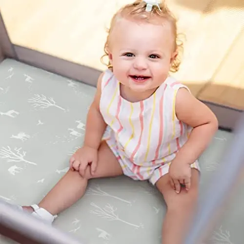 GRSSDER Ultra Soft Pack and Play Sheets, Stretchy Jersey Knit Pack n Play Sheets Fitted 2 Pack, Universal Fitted Portable/Mini Crib Mattresses Safe and Snug, Pretty African Savannah Animals - 5