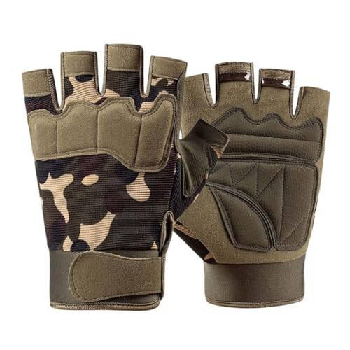 Grtheenumb Fingerless Gloves Half Finger Hiking Gloves Mittens for Cycling Driving 1Pair Camouflage XL, Fingerless Gloves - 1