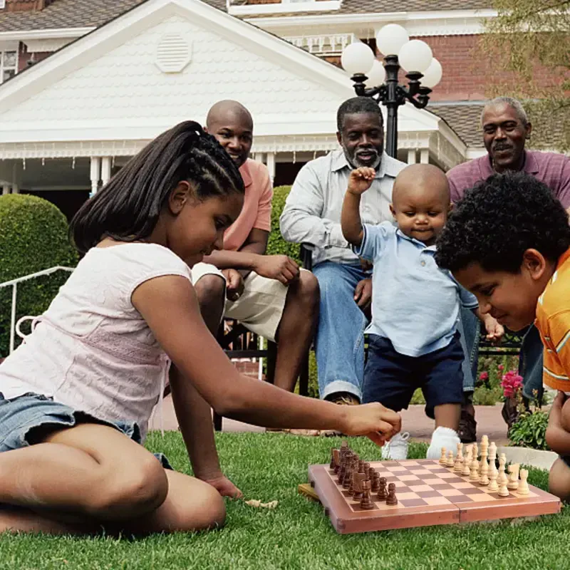 GSE Games & Sports Expert 2-in-1 Folding Wooden Chess, Checkers Board Game Tabletop Combo Set with 32 Chessman and 30 Pieces Checkers for Kids and Adults - 3