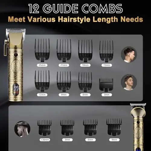 GSKY Hair Clippers for Men Professional, Cordless Clippers for Hair Cutting, Mens Hair Clippers and Trimmer Kit for Barber with LED Display - 5