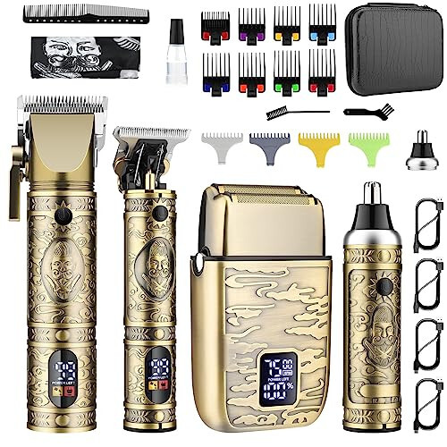 GSKY Professional Hair Clippers for Men, Beard Trimmer Kits & Sets, Cordless Mens Hair Trimmer, Electric Shavers, Haircutting Machine with LED Display, for Barber - GSKY