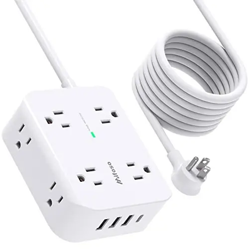 Power Strip Surge Protector - Flat Plug, 8 Wide Outlets with 4 USB Ports (1 USB C), 5FT Heavy Duty Extension Cord with Multiple Outlets, Wall Mount, Charging Station Overload Protection for Home Dorm - 1