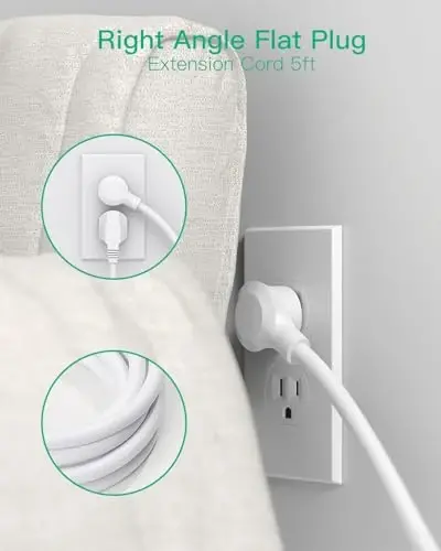 Power Strip Surge Protector - Flat Plug, 8 Wide Outlets with 4 USB Ports (1 USB C), 5FT Heavy Duty Extension Cord with Multiple Outlets, Wall Mount, Charging Station Overload Protection for Home Dorm - 4