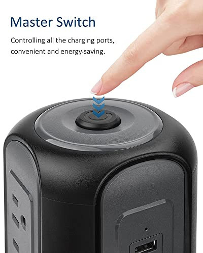 Power Strip Tower Surge Protector, SUPERDANNY Desktop Charging Station, 10 Ft Extension Cord, 9 Outlets, 4 USB Ports, 1080 Joules, 3-Prong, Grounded, Multiple Protections for Home, Office, Black - 16