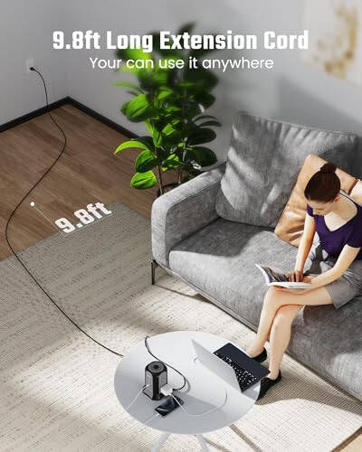 Power Strip Tower Surge Protector, SUPERDANNY Desktop Charging Station, 10 Ft Extension Cord, 9 Outlets, 4 USB Ports, 1080 Joules, 3-Prong, Grounded, Multiple Protections for Home, Office, Black - 8