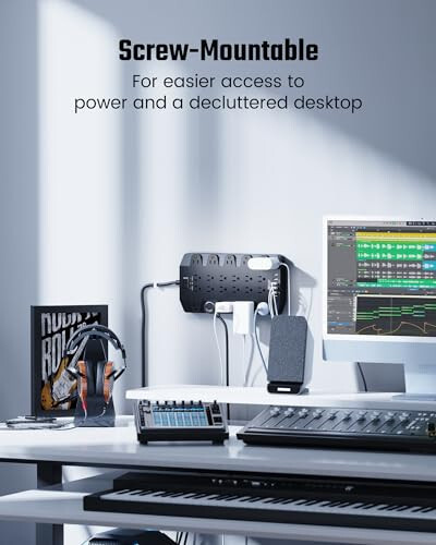 Power Strip, SUPERDANNY Surge Protector with 22 AC Outlets, 2 USB-C and 4 USB Ports, 1875W/15A, 2100J, 6.5Ft Extension Cord Surge Protector Power Strip with Wall Mount Holes for Home, Office, Dorm - 6