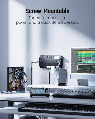 Power Strip, SUPERDANNY Surge Protector with 22 AC Outlets, 2 USB-C and 4 USB Ports, 1875W/15A, 2100J, 6.5Ft Extension Cord Surge Protector Power Strip with Wall Mount Holes for Home, Office, Dorm - 6