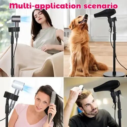 Hands-Free Hair Dryer Stand Holder with Strong Suction Base-63in/160cm Height Adjustable Floor Blower Stand Holder, 180 Degrees Rotatable Larger Clamp Countertop Blow Dryer Stand for Salons or Home Use - 3