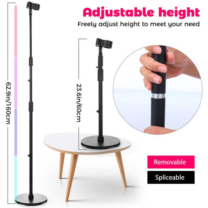 Hands-Free Hair Dryer Stand Holder with Strong Suction Base-63in/160cm Height Adjustable Floor Blower Stand Holder, 180 Degrees Rotatable Larger Clamp Countertop Blow Dryer Stand for Salons or Home Use - 2