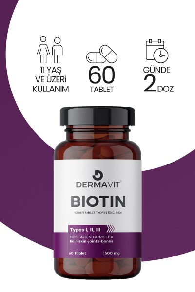 Güçlü Saç Ve Tırnaklar Için Biotin 1500 Mg 60 Tablet - 4