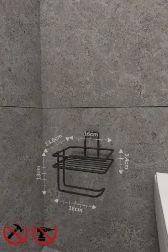 Güçlü Yapışkanlı Yedek Raflı Tuvalet Kağıdı Askılığı Banyo Düzenleyici - 3