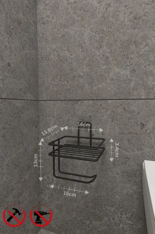 Güçlü Yapışkanlı Yedek Raflı Tuvalet Kağıdı Askılığı Banyo Düzenleyici - 3