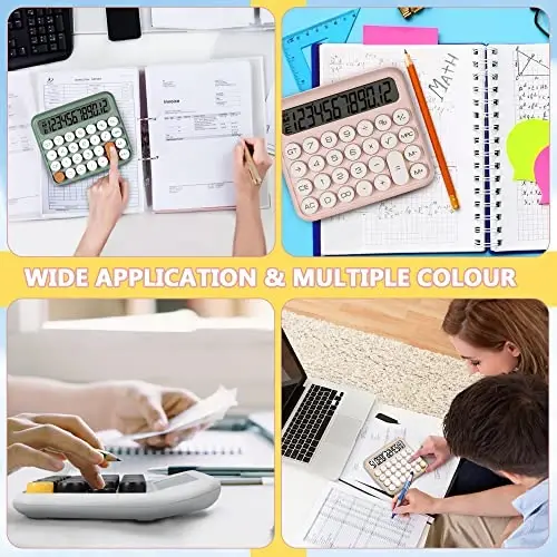 GUDTEKE Mechanical Switch Desktop Calculator - 12 Digit Large LCD Display, Big Button, Automatic Sleep, Battery Operated - 6