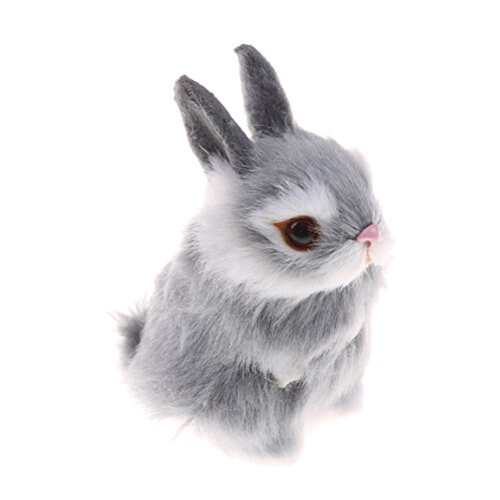 GUDVES Mini Realistic Cute Plush Rabbits Fur Lifelike Animal Easter Bunny Simulation Toy Model Gift Miniatures Decorations (Rabbit Plush Toys) - 1