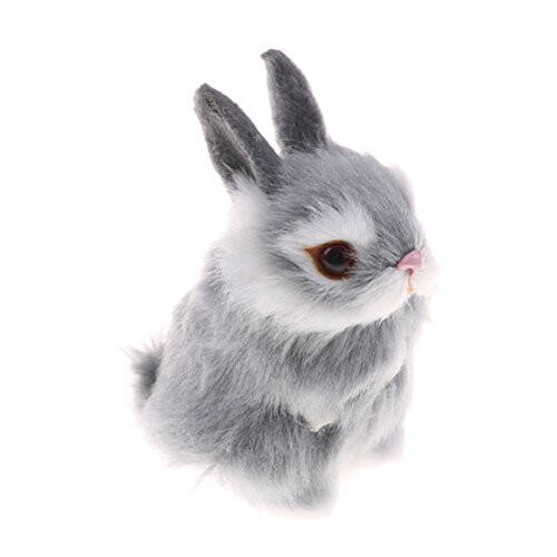 GUDVES Mini Realistic Cute Plush Rabbits Fur Lifelike Animal Easter Bunny Simulation Toy Model Gift Miniatures Decorations (Rabbit Plush Toys) - 1