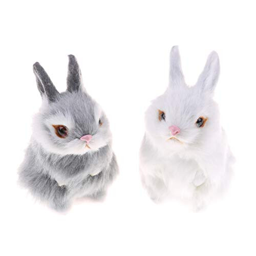 GUDVES Mini Realistic Cute Plush Rabbits Fur Lifelike Animal Easter Bunny Simulation Toy Model Gift Miniatures Decorations (Rabbit Plush Toys) - 4