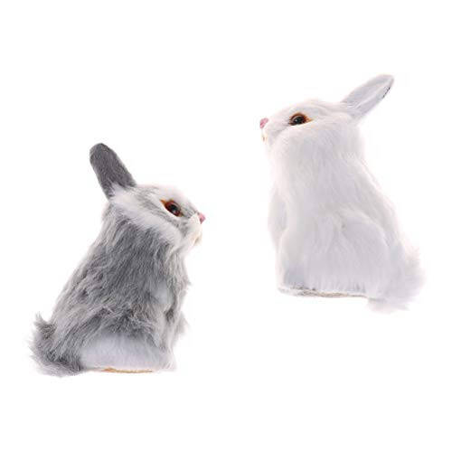 GUDVES Mini Realistic Cute Plush Rabbits Fur Lifelike Animal Easter Bunny Simulation Toy Model Gift Miniatures Decorations (Rabbit Plush Toys) - 5