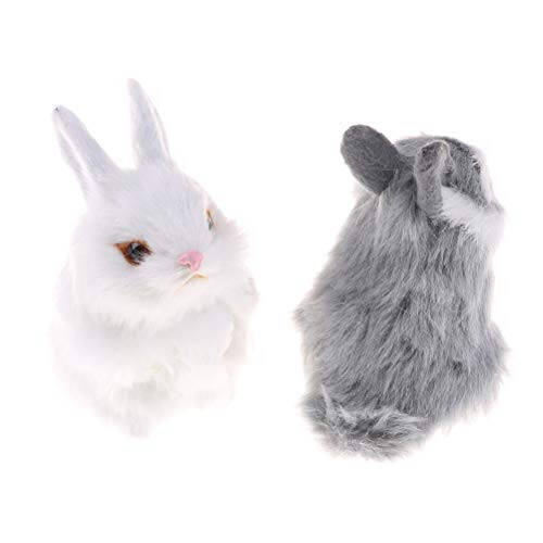 GUDVES Mini Realistic Cute Plush Rabbits Fur Lifelike Animal Easter Bunny Simulation Toy Model Gift Miniatures Decorations (Rabbit Plush Toys) - 6