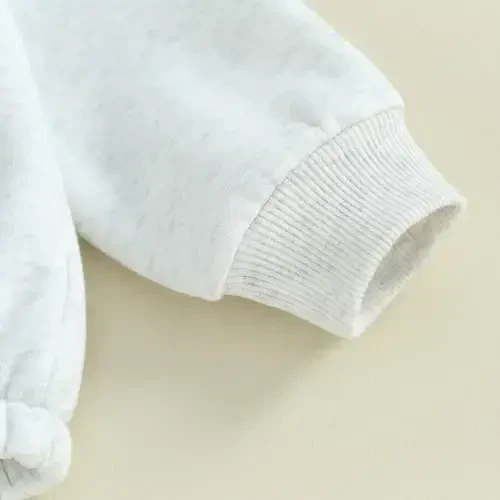 Gueuusu Newborn Warm Sweatshirt Romper Baby Boy Girl Solid Crewneck Long Sleeve Fleece Sweater Bodysuit Thick Winter Clothes - 6