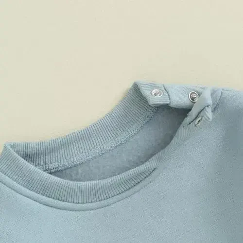 Gueuusu Newborn Warm Sweatshirt Romper Baby Boy Girl Solid Crewneck Long Sleeve Fleece Sweater Bodysuit Thick Winter Clothes - 4