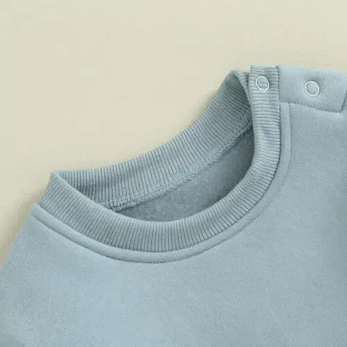 Gueuusu Newborn Warm Sweatshirt Romper Baby Boy Girl Solid Crewneck Long Sleeve Fleece Sweater Bodysuit Thick Winter Clothes - 5