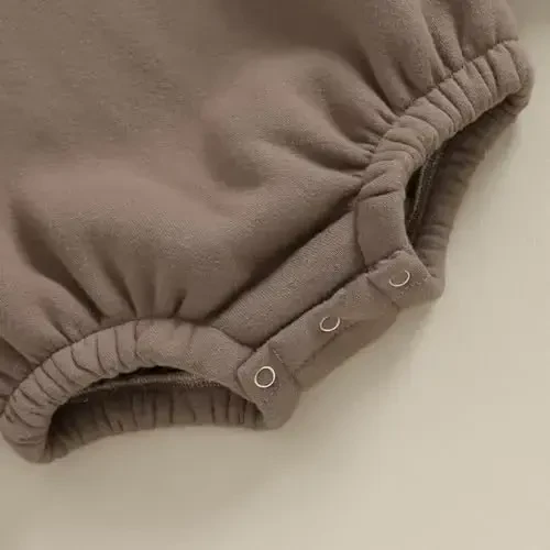 Gueuusu Newborn Warm Sweatshirt Romper Baby Boy Girl Solid Crewneck Long Sleeve Fleece Sweater Bodysuit Thick Winter Clothes - 7