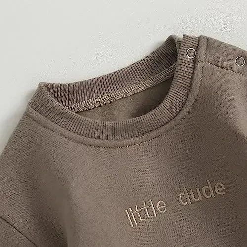 Gueuusu Newborn Warm Sweatshirt Romper Baby Boy Girl Solid Crewneck Long Sleeve Fleece Sweater Bodysuit Thick Winter Clothes - 3