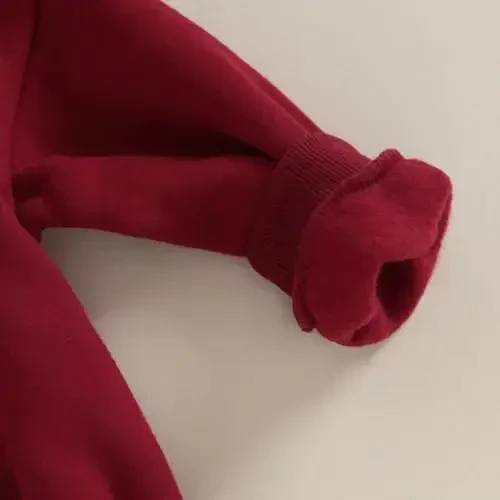 Gueuusu Newborn Warm Sweatshirt Romper Baby Boy Girl Solid Crewneck Long Sleeve Fleece Sweater Bodysuit Thick Winter Clothes - 5