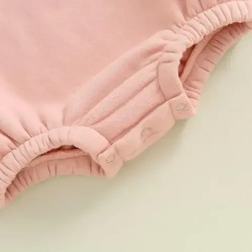 Gueuusu Newborn Warm Sweatshirt Romper Baby Boy Girl Solid Crewneck Long Sleeve Fleece Sweater Bodysuit Thick Winter Clothes - 7