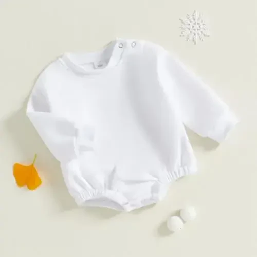 Gueuusu Newborn Warm Sweatshirt Romper Baby Boy Girl Solid Crewneck Long Sleeve Fleece Sweater Bodysuit Thick Winter Clothes - MODAZONE (1)