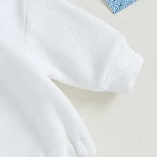 Gueuusu Newborn Warm Sweatshirt Romper Baby Boy Girl Solid Crewneck Long Sleeve Fleece Sweater Bodysuit Thick Winter Clothes - 5