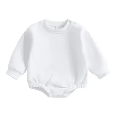 Gueuusu Yangi tug'ilgan issiq svitşot Romper Chaqaloq o'g'il qiz qattiq ekipaj bo'yinli uzun qisma junli sviter Bodysuit qalin qishki kiyimlar - MODAZONE