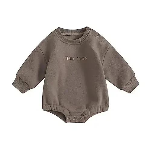 Gueuusu Newborn Warm Sweatshirt Romper Baby Boy Girl Solid Crewneck Long Sleeve Fleece Sweater Bodysuit Thick Winter Clothes 