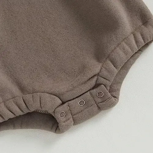 Gueuusu Newborn Warm Sweatshirt Romper Baby Boy Girl Solid Crewneck Long Sleeve Fleece Sweater Bodysuit Thick Winter Clothes - 7