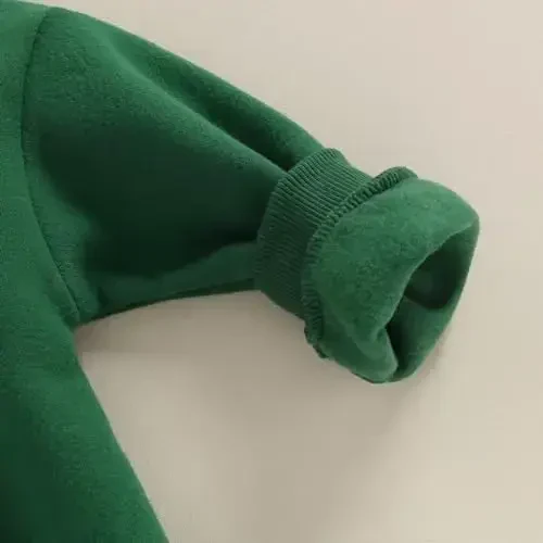 Gueuusu Newborn Warm Sweatshirt Romper Baby Boy Girl Solid Crewneck Long Sleeve Fleece Sweater Bodysuit Thick Winter Clothes - 7