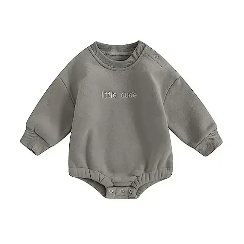 Gueuusu Newborn Warm Sweatshirt Romper Baby Boy Girl Solid Crewneck Long Sleeve Fleece Sweater Bodysuit Thick Winter Clothes 
