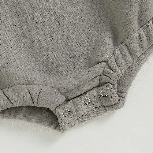 Gueuusu Newborn Warm Sweatshirt Romper Baby Boy Girl Solid Crewneck Long Sleeve Fleece Sweater Bodysuit Thick Winter Clothes - 7