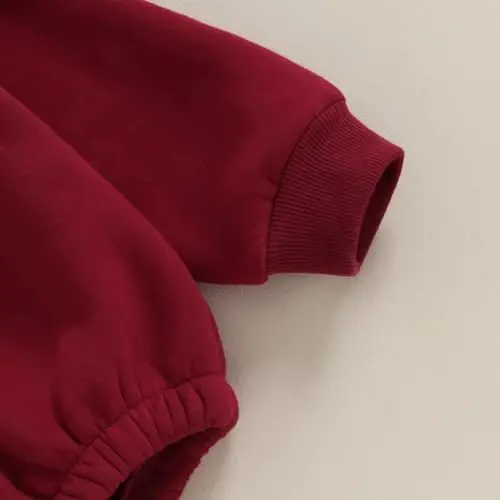 Gueuusu Newborn Warm Sweatshirt Romper Baby Boy Girl Solid Crewneck Long Sleeve Fleece Sweater Bodysuit Thick Winter Clothes - 6