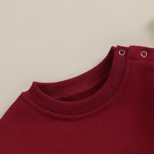 Gueuusu Newborn Warm Sweatshirt Romper Baby Boy Girl Solid Crewneck Long Sleeve Fleece Sweater Bodysuit Thick Winter Clothes - 4