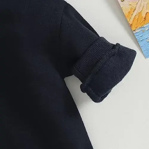 Gueuusu Newborn Warm Sweatshirt Romper Baby Boy Girl Solid Crewneck Long Sleeve Fleece Sweater Bodysuit Thick Winter Clothes - 6