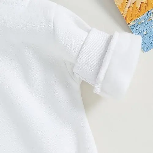 Gueuusu Newborn Warm Sweatshirt Romper Baby Boy Girl Solid Crewneck Long Sleeve Fleece Sweater Bodysuit Thick Winter Clothes - 6