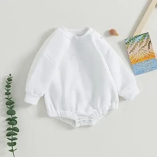 Gueuusu Newborn Warm Sweatshirt Romper Baby Boy Girl Solid Crewneck Long Sleeve Fleece Sweater Bodysuit Thick Winter Clothes - MODAZONE (1)