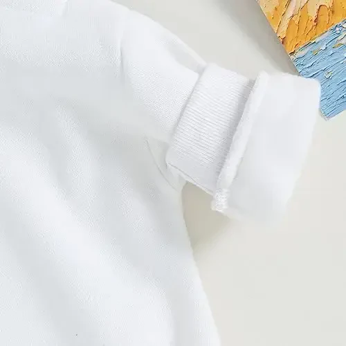 Gueuusu Newborn Warm Sweatshirt Romper Baby Boy Girl Solid Crewneck Long Sleeve Fleece Sweater Bodysuit Thick Winter Clothes - 6