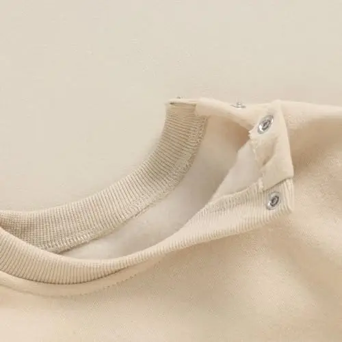 Gueuusu Newborn Warm Sweatshirt Romper Baby Boy Girl Solid Crewneck Long Sleeve Fleece Sweater Bodysuit Thick Winter Clothes - 4
