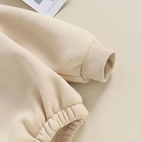 Gueuusu Newborn Warm Sweatshirt Romper Baby Boy Girl Solid Crewneck Long Sleeve Fleece Sweater Bodysuit Thick Winter Clothes - 5