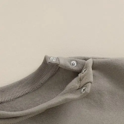 Gueuusu Newborn Warm Sweatshirt Romper Baby Boy Girl Solid Crewneck Long Sleeve Fleece Sweater Bodysuit Thick Winter Clothes - 4