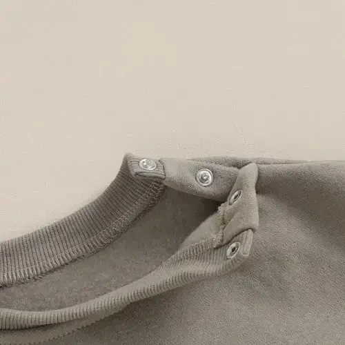 Gueuusu Newborn Warm Sweatshirt Romper Baby Boy Girl Solid Crewneck Long Sleeve Fleece Sweater Bodysuit Thick Winter Clothes - 4