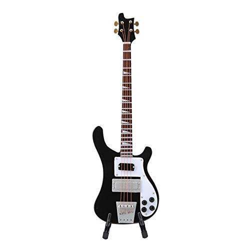 Guitar Instrument, Black Miniature Bass Guitar Replica with Stand and Case Instrument Model Ornaments Gift - 1